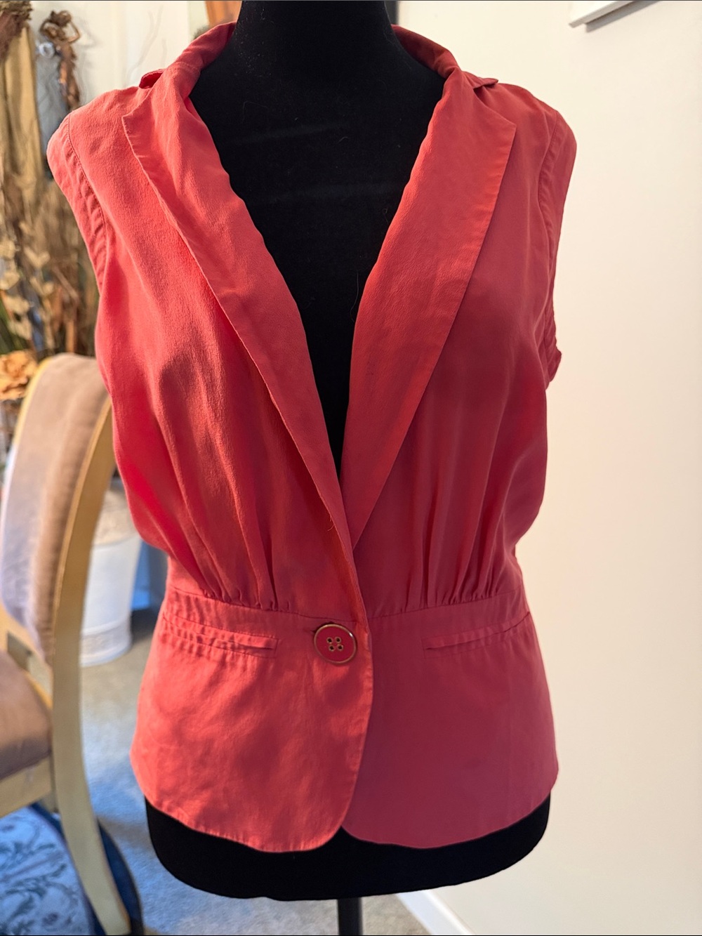 bebe Coral Red Sleeveless Blazer Vest